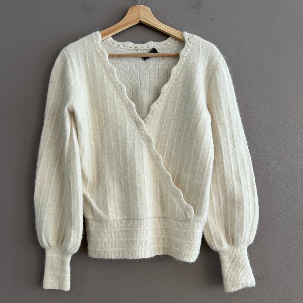 Vineyard Vines Women’s Medium Baby Alpaca Merino Wool Wrap Sweater V Neck